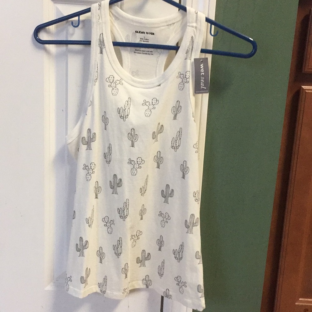Cactus white tank top